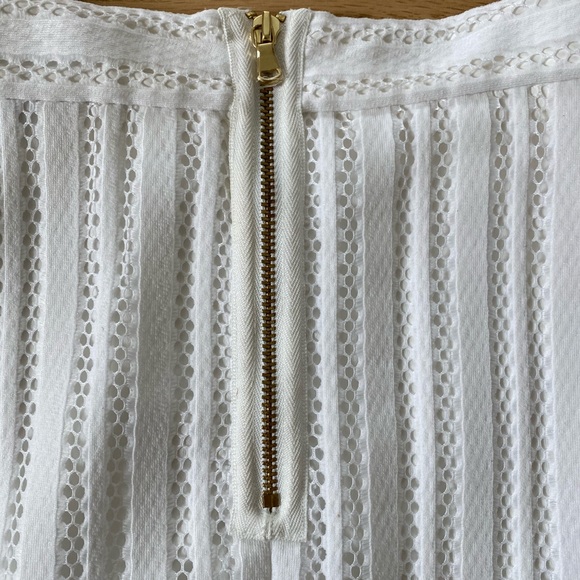 J. Crew White Striped Eyelet Skirt, exposed zipper - Picture 3 of 7